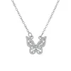 Hollow Zircon Crystal Butterfly Necklace Pendant Dangle Sweet Exquisite Clavicle Chain Jewelry Women Gift