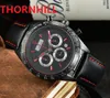 Tous les cadrans Works Stop-Watch Mens Watch 40mm Joli Designer Super Luxury Montres Calendrier Black Brown Leather Strap Wholesale Men's 309c