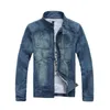 Herren Jeansjacke Männer Jeansjacken für Männer Slim Fit Stehkragen 100% Baumwolle Oberbekleidung Mode Jean Jacke Mantel Männlich Hellblau 210518