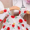 Bowknot Summer Dress Set Cute Toddler Baby Kids Girls Suspenders Lemon Print Princess Dress Hat Outfits Baby Girl Dress#50 Q0716