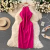 Sangle Spaghetti Strap sans manches Slim Molycernes Robe Femme Summer Fashion Party Solid Hand Hole Night Out Club Vestidos 210603