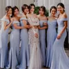 Sexy Lavender Long Mermaid Bridesmaid платья Spaghetti Relds кружевные аппликации бисероплетение ремень Богемя горничная честь платья партии платье