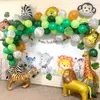 109st Jungle Safari Tema Party Ballong Garland Kit Animal Balloons Palm Leaves For Kids Boys Födelsedag Baby Shower Decor 220217