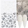 1Sheet White 5D Nail naklejki Paznokci Embossed Flower Koronki Naklejki Wedding Paznokcie Art Design Floral Butterfly Manicure Decor Na213