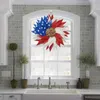 NEWnew Patriotic Wreath Flag Americana Poly Party Flower Wreathes Independence Day Holiday Diy Door Decoration EWD6826