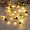 Christ String Light Outdoor Imperproof Pine GildS LED Copper fil Copper Fairy Garland Patio Holiday décore lamp3070674