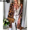 Cárdigan elegante para mujer, moda informal, ropa de otoño para manga larga, suéteres Vintage con estampado de leopardo, Otoño Invierno 210914