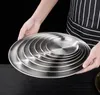 Dishes Plates 14 17 20 23 26cm Kroean Style Stainless Steel Dinnerware Dinner Dish Flat Plate Tableware Canteen Severing Tray