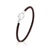 17-21cm 10 Colours Fine Jewelry Woven 100% Genuine Leather Bracelet 925 Silver Clasp Bead Fits Pandora Charms Bracelet DIY Marking Women