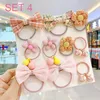 Princesa bonito bowknot gravata arco sets desenhos animados headwear crianças faixas de cabelo elástico crianças cordas meninas acessórios cocar de bebê