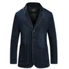 Märke Denim Jacket Män Höst Blazer Slim Fit Militär Singel Breasted Turn-down Collar Jeans Coat Plus Storlek XXXXL 211110