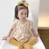 Детские летние ползунки ребенка с коротким рукавом напечатанный комбинезон ползания платье девушка одежда 210702