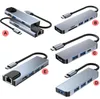 6 in 1 USB Hubs Type-C에서 이더넷 HD 고화질 어댑터 멀티 포트 PD SD TF 카드 어댑터 용 안드로이드 노트북 태블릿 C 유형 C DE268I