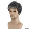 Peruca sintética masculina Black White Mix Color Perruques de Chaveux Humanos Simules Humanal Wigs Wig-M26