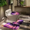 シャワーカーテン3D風景バスルームセット自宅の装飾耐久性のある防水カーテンマットトイレカバー