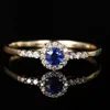 Anneaux de mariage Royal Blue Card Couleur Gemstone Cuivre Incrusté Zircon Design Réglable Dames Bague De Fiançailles Bijoux Cadeau En Gros