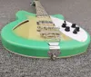 4 Strings Light Green Semi-hollow Electric Bass Guitar with Rosewood Fingerboard,Customizable