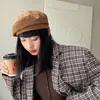 베넷 고트 귀여운 니트 모자 한국어 베레모 여성 행사 모자 레트로 고딕 봉제 모피 아름 다운 따뜻한 간단한 일반 캡 muts c