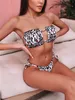 Damskie rurkę kąpielową plisowaną pustą pustą wydrukową Solid Solid Print Sexy Bikini Swim Suit 1PC