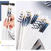 お箸1平日の滑り止めセラミック箸の手描き高温青い白い携帯用再利用可能な寿司の棒
