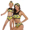 Leopardo mamãe filha combinando swimwear mãe e roupas roupas de férias família 210529