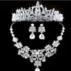 Moda de luxo 2018 colares brincos tiara rhinestone cristal pérola casamento festa de noiva atacado conjuntos de jóias nupciais