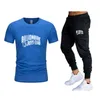 2023 masculino casual verão designer t camisas de treino do homem camiseta calças definir fitness algodão t camisa jogger roupas masculinas 243u