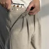 IEFB TWEED прямые брюки мужские свободные персонализированные дизайн шикарный корейский толстый регулируемый кнопку талия случайные шерстяные штаны 9Y5210 210524