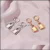 Dangle Kroonluchter Oorbellen Sieraden Mode Ontwerp Koreaanse Charm Lock 2021 Goud Kleur Kleine veiligheidsspeld voor Vrouwen, Mode Sterking Oorbel D