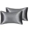 FATAPAESE Solid Silky Satin Skin Care Silk Hair Anti Pillow Case Cover Pillowcase Queen King Full Size dropship