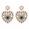 S2057 Fashion Jewelry Stud Hollow Out Blue Eye Rhinstone Earrings Eyes Dangle Earring