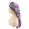 Women long elastic satin Bonnet African Print Sleeping Cap Breathable turban sleep Headwear Bandanas