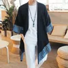 Japońska Streetwear Kimono Mężczyźni Czarna Kurtka Mężczyzna Harajuku Męskie Kurtki Bombowiec ZZ 210811