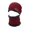 2pcs / lot 겨울 비니 모자 스카프 스카프 세트 성인 크기 따뜻한 니트 모자 남성을위한 두꺼운 니트 두개골 모자 wxy172