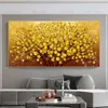 Peinture à l'huile moderne imprimée sur toile doré jaune riche arbre fleur plante affiches et impressions photo murale pour salon décor