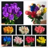 Real Touch Roses Red White Yellow Purple PU Rose Natural Looking Artificial Flowers for Wedding Party Home Decorative Y0728