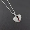 Pendant Necklaces Hip Hop Broken Heart Charm Necklace Fashion Personality Cubic Zircon Couples Men Women Jewelry Gift