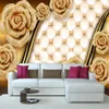 Aangepaste behang gouden bloemen diamant sieraden achtergrond muur muurschilderingen modern Europees 3D luxe papier