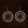 Vintage Dreamcatcher Women's Earrings Ethnic Stone Beaded Big Round Hollow Earrings For Women Summer Jewelry