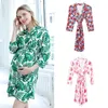 Maternidade Sleep Lounge Roupas Gravidões Mulheres Nightgown Floral Impresso Robe Pajamas Roupas