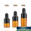 5 adet 1/2/3 ml Amber cam uçucu yağ aromaterapi damlalık şişeleri altın alüminyum kapak reaktif damla