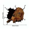 Duvar Çıkartmaları 1 Sayfalık Sevimli Köpek Çatlak Araba Sticker 3D Komik Gerçekçi Hayvan Su Geçirmez PVC Pencere Cam Oto Çıkartması DIY Ev Dekorasyon