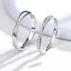 Fashion Simple Opening Sun Moon Rings Minimalist Silver Color Adjustable Ring For Men Women Couple Engagement Jewelry