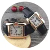 Relojes simples para amantes de la moda, relojes clásicos de primeras marcas para mujeres y hombres, relojes de pulsera cuadrados con correa de cuero para mujer, relojes de pulsera para hombre, oro rosa 207C