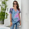 T-shirt feminina plus size moda moda tie-dye top ladies damas de mangas curtas camisa de camisa estética Tees gráfico de mulheres mulheres