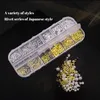 12Grid Nail Art Rivet Kits Metal Moon Pentagon Shape Pearl Ball för naglar Dekorationer DIY Manicure Tillbehör Box Paket NAR015
