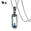 Vnox mémoire sablier collier pour homme Vintage en acier inoxydable pendentifs promesse amour souvenir cadeaux