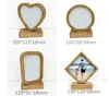 Bamboos Sublimation Blank Frame With Base DIY Double Sided Wood Love Heart Round Frames Magnetism Picture Painting Decoration SN3885