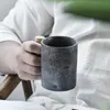 350-400 мл японский ретро деревянная ручка молока кофейная чашка домашнего офиса анти-ржавчина керамическая кружка для друзей и семейных подарков 210804