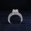 Anel de diamante vintage 925 prata esterlina Corte princesa CZ pedra noivado masculino aliança de casamento anéis para mulheres joias presente